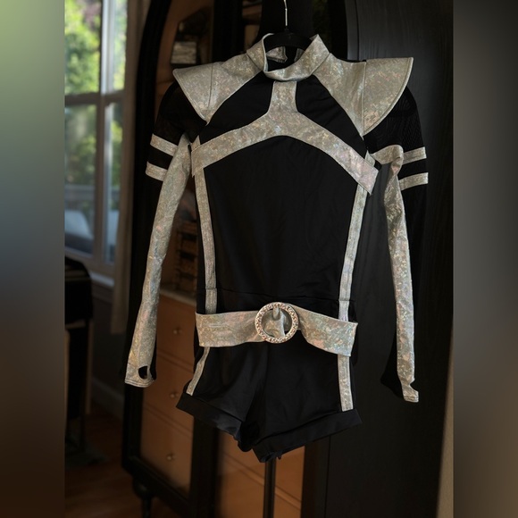 👽WEISSMAN Dance Costume Space Halloween Cosmic Future Metallic One Piece - Picture 2 of 6
